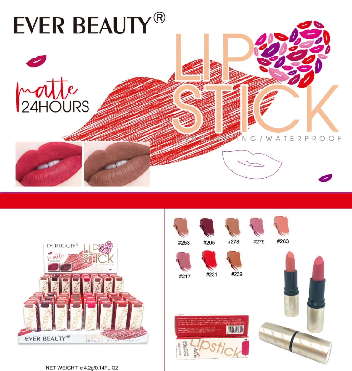 24h Matte Lipstick Ever Beauty Cosmetics 